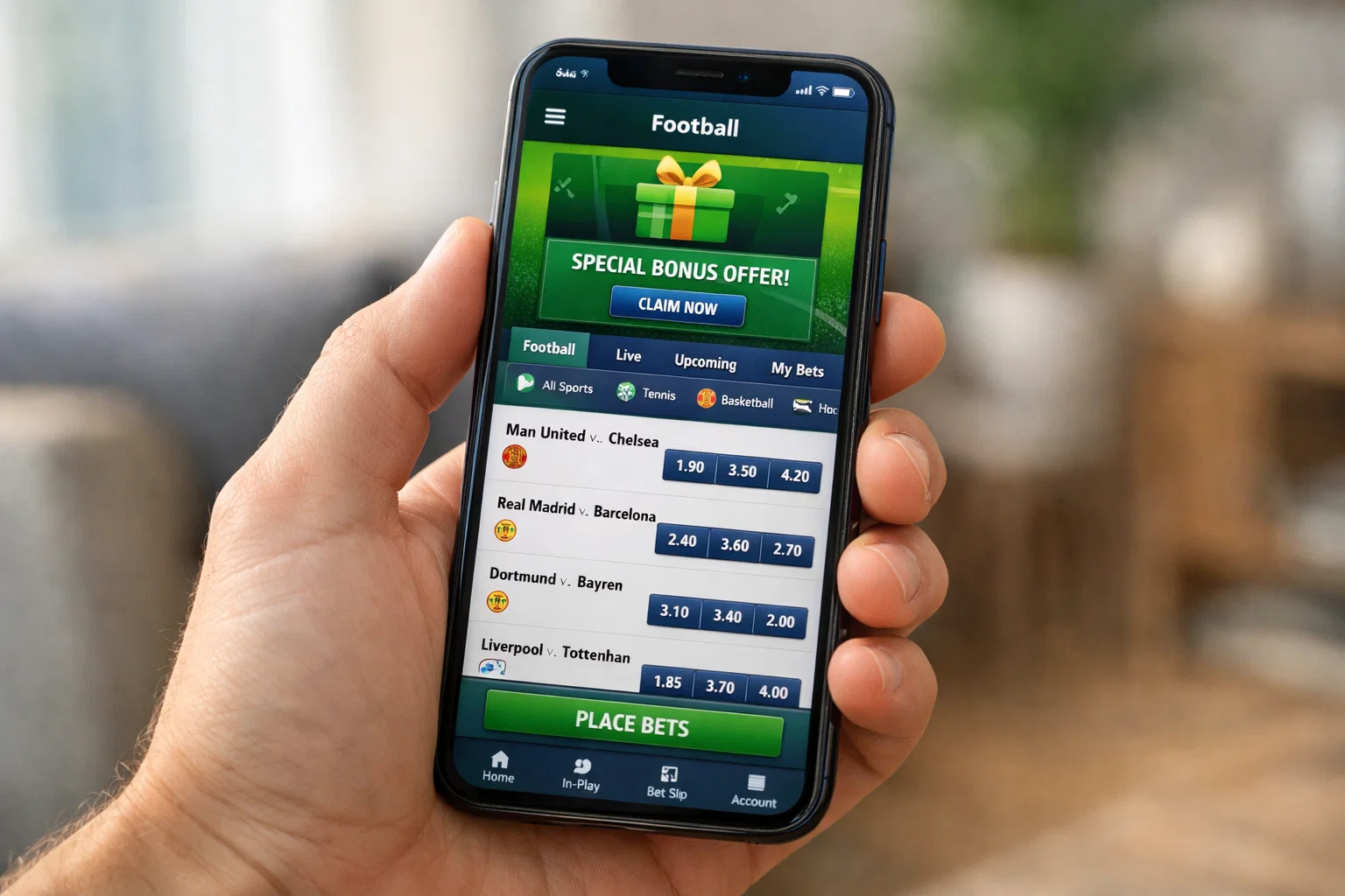 Schermo di smartphone con notifica di bonus e promozione