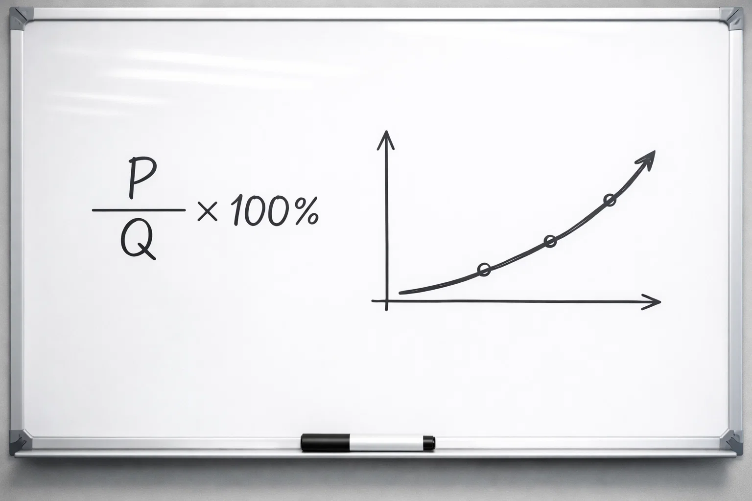 Lavagna con formula matematica semplice e grafici di probabilità