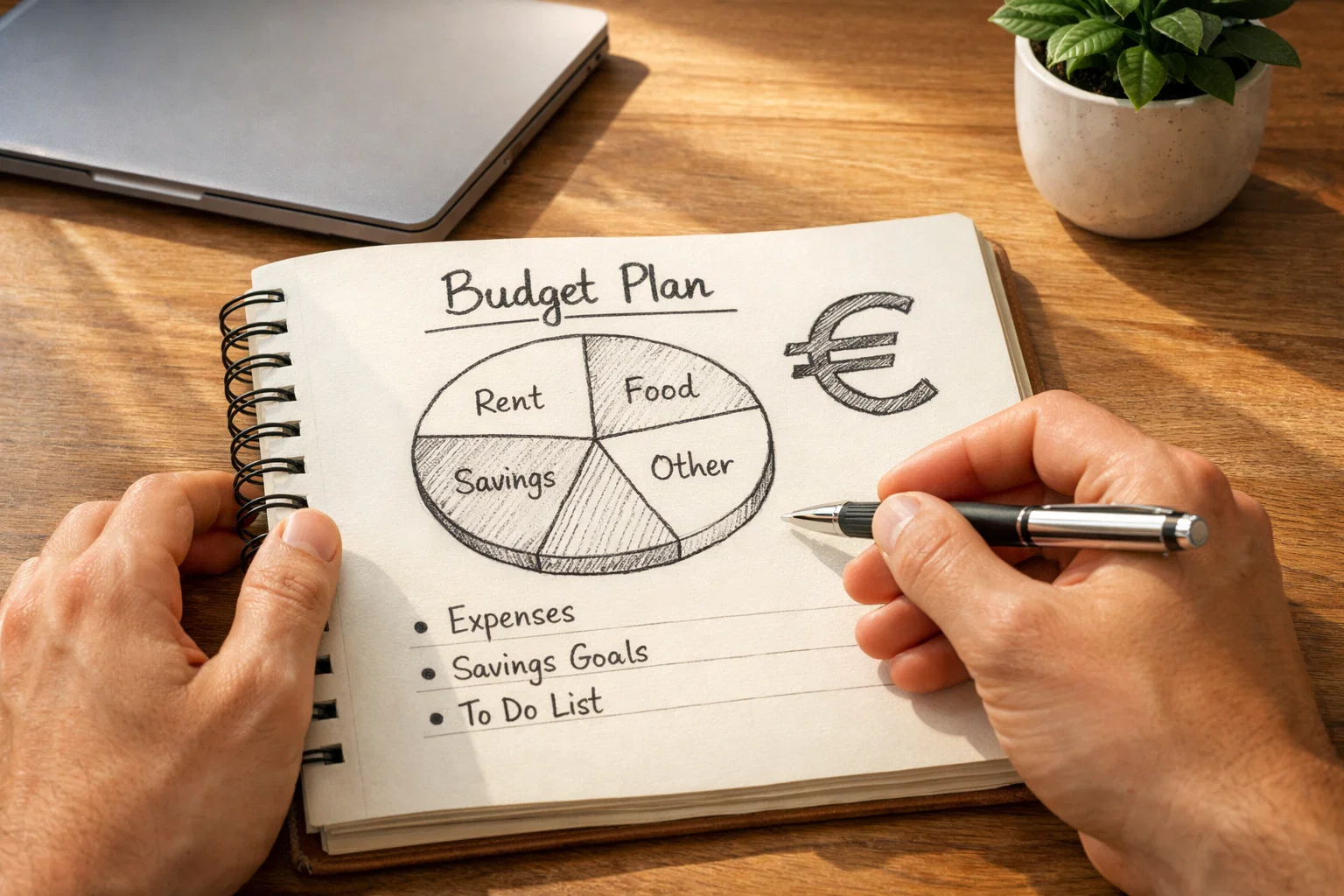 Persona pianifica il budget per le scommesse con appunti e simbolo euro