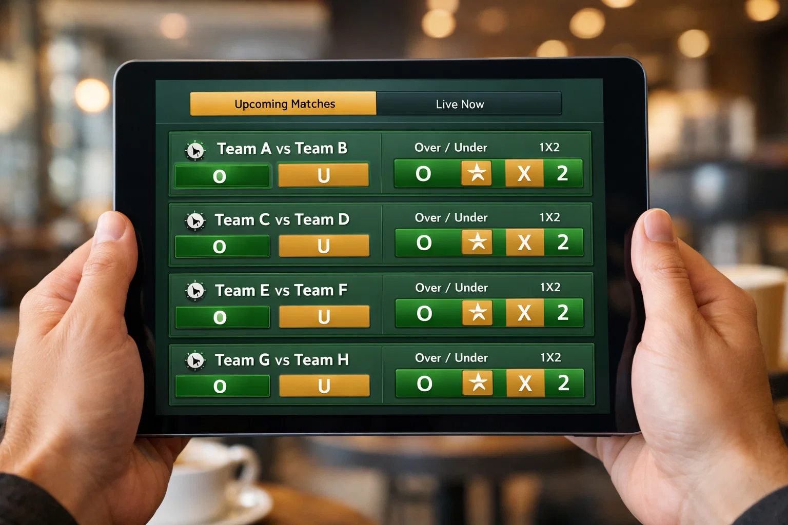 Schermata con mercati di scommessa calcio Over Under e risultato esatto