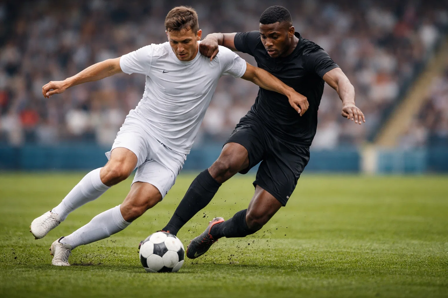 Campo da calcio con giocatori durante una partita di Serie A